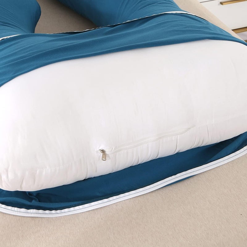 Amagoing 55 inches Pregnancy Pillow, U Shaped Maternity Full Body Pillow for Women, Support for Hip, Leg, Back Pain, Washable Jersey Cover, Double Zipper, Pregnancy Must Haves - Image 5